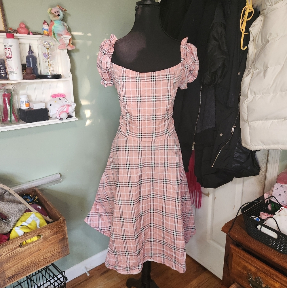 Pink Plaid Women's Dress